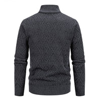 Fall Winter Men Fleece-lined Thickening Stand Collar Sweater Korean Style Casual Zipper Sweater Coat