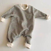 Korean Style Spring And Autumn New Men And Women Baby Striped Long-sleeve Jumpsuit