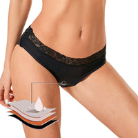 Women's Four Layer Mid Waist Lace Button Leak Proof Underwear