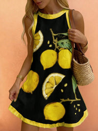 Printed Versatile Crew-Neck Sleeveless Tank Dress Womens Apparel