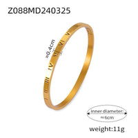 Retro Minority Unique Simple Jewelry Carved Roman Digital Design Diamond-embedded Titanium Steel Gold-plated Bracelet