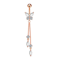 Butterfly Heart Zircon Minimalist Navel Piercing Jewelry