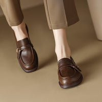 Autumn And Winter Round Toe Low Heel Slip-on Casual Women's Shoes