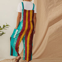 Women's Loose And Thin Cotton And Linen Printed Suspender Jumpsuit