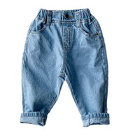 Children's New Simple Fashion Easy To Match Elastic Waist Casual Denim Trousers