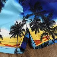 Boys' Casual Coconut Printed Short-sleeved Shirt Suit