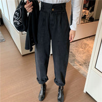 High Waist Denim Straight Wide Leg Pants Women Retro