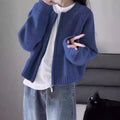 Loose Thickened Zipper Cardigan Long-sleeved Knitted Top