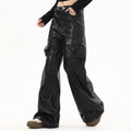 Men's Motorcycle Loose Wide-leg Leather Pants