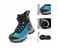 Winter Fleece-Lined Thickened Leather And Fur-Lined Children's Snow Boots