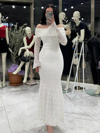 Autumn New Sexy Lace Tube Top Long-Sleeve Dress