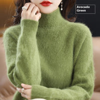 Mink Sweater Women's Half Turtleneck Loose Thick Short
