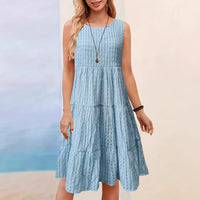 Women's Casual Solid-Colored Hollow-Out Vest Dress For Lunch Break