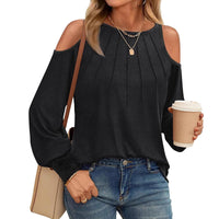Long Sleeved Round Neck T-shirt Casual Solid Color Top