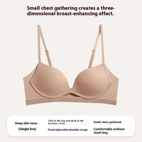 Glossy Surface Without A Scratch Nude Feel Women Without Steel Ring Small Breast Push Up Underwear