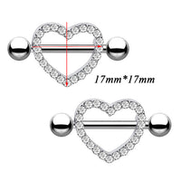 Stainless Steel Heart Punk Style Breast Ring Double Layer