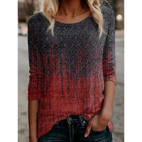 Loose-fit Retro Printed Casual Crewneck Pullover Long-sleeve T-shirt