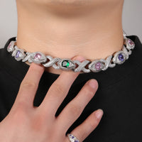 Exaggerated 15mm Zircon Infinity Eyes 8-Shape Cuban Necklace