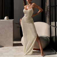 Strap Slip Dress Sleeveless U-neck Knit Skirt