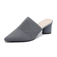 Pointed Toe Toe Cap Sandals Chunky Heel High Heels