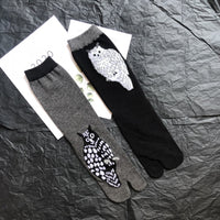 Toe Socks 200-needle Jacquard Combed Cotton For Women