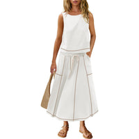 Sleeveless Vest And Skirt Set For Women