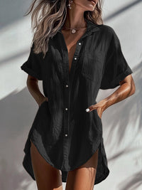 Casual Short-sleeved Irregular Long Cardigan Multi-color Women's Shirt