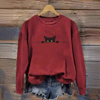 Loose Round Neck Pullover Animal Print Sweater