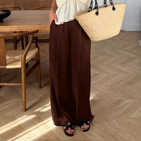 Draped High-waisted Casual-style Chic Slimming Wide-leg Pants For Women