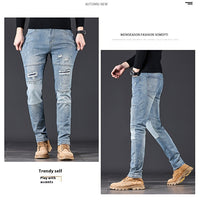 High-end Blue With Holes Jeans For Men