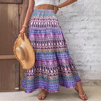 Women's New Casual Fashion Floral Print Midi Skirt