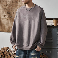 Men's Round-neck Long-sleeve Casual Suede Fleece Pullover