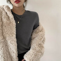 Double-sided Dralon Bottoming Shirt Women's Underwear Crew Neck Long-sleeved T-shirt