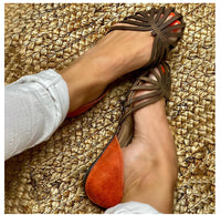 Summer Casual Flat Heel Women's Shoes Plus Size Square Buckle