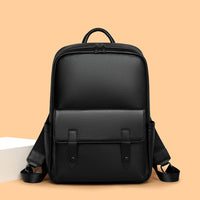 Men's Leather Large-Capacity Solid Color Backpack