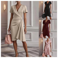 Solid-color Short-sleeve Dress Womens Style