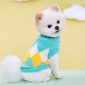 Warm Striped Floral Sweater Elastic Two-leg Lapel Dog Cat Knitted Wool Clothes