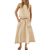Sleeveless Vest And Skirt Set For Women