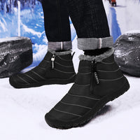Outdoor Thickening Thermal Cotton Shoes Zipper Fleece-lined Winter Men's Shoes