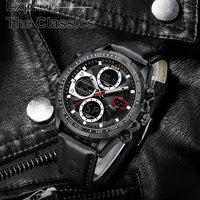Mens Sports PU Leather Belt Quartz Watch