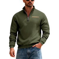 Men's Warm Stand Collar Contrast Stripes Sport Sweatshirt