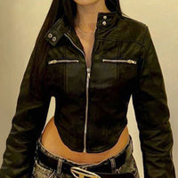 New Stand-up Collar Slim Fit Short Zipper Jacket