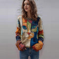 American-style Crewneck Long-sleeve Sweater For Women