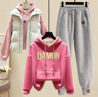 Forest-style Fleece-Lined Sweater Set A Street-Style Three-Piece Outfit For Women This FallWinter