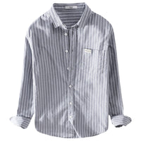 Oxford Japanese Style Shirt Cotton Clothes Leisure Iron-free Stripes