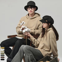 Autumn Trendy Korean Preppy Style Solid Color Pullover Hooded Loose Sweater Men