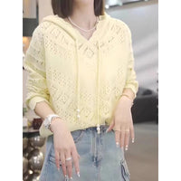 Women's Crochet Hollow Hooded Longsuit Undershirt