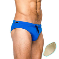 Men's Solid Color Tethered U-Cup Swim Briefs