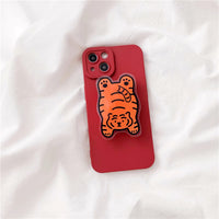 Papa Tiger Cartoon Cute Liquid Silicone Phone Case