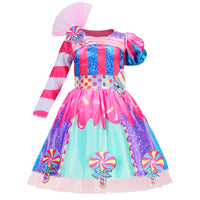 Girls' Candy-color Skirt Single Long Sleeve Candy Lollipop Ornament